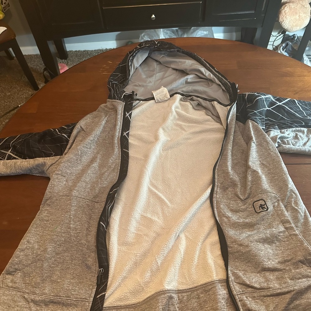 Gray and Black Hooded Jacket